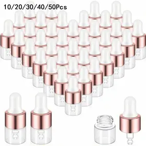 1ML Mini Transparent Glass Dropper Bottle, Small Bottle, Travel Sample Bottle, Suitable for Essential Oils, Cosmetics, Liquids, Perfumes, Valentine's Day Special Offer