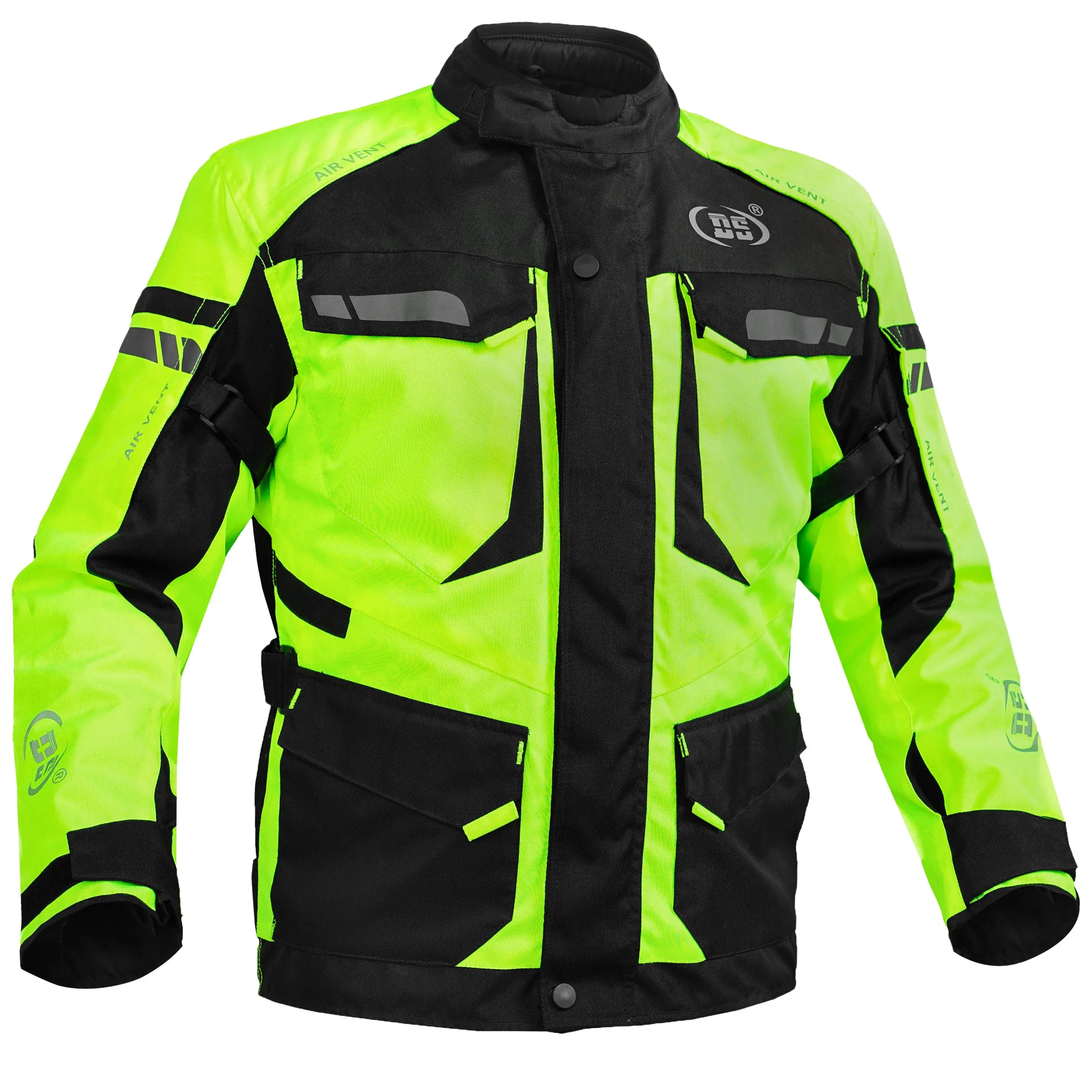RENEGADE CLASSICS Prism™ Men's High-Visibility Polyester-Mesh Heavy-Duty 4-Seasons Motorcycle Textile Jacket with Reflective Vest, Automotive & Motorcycle Safety Outerwear