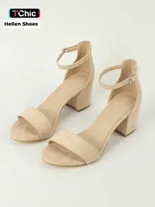 Women's Spring Fashion Chunky Heel Sandals, Summer Comfortable High Heeled Shoes, Perfect for Jeans and Casual Outings