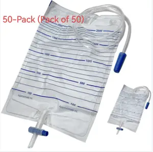Disposable Urine Collector 2000ml Anti-Reflux 90cm Hose Pack of 50 for Home Care