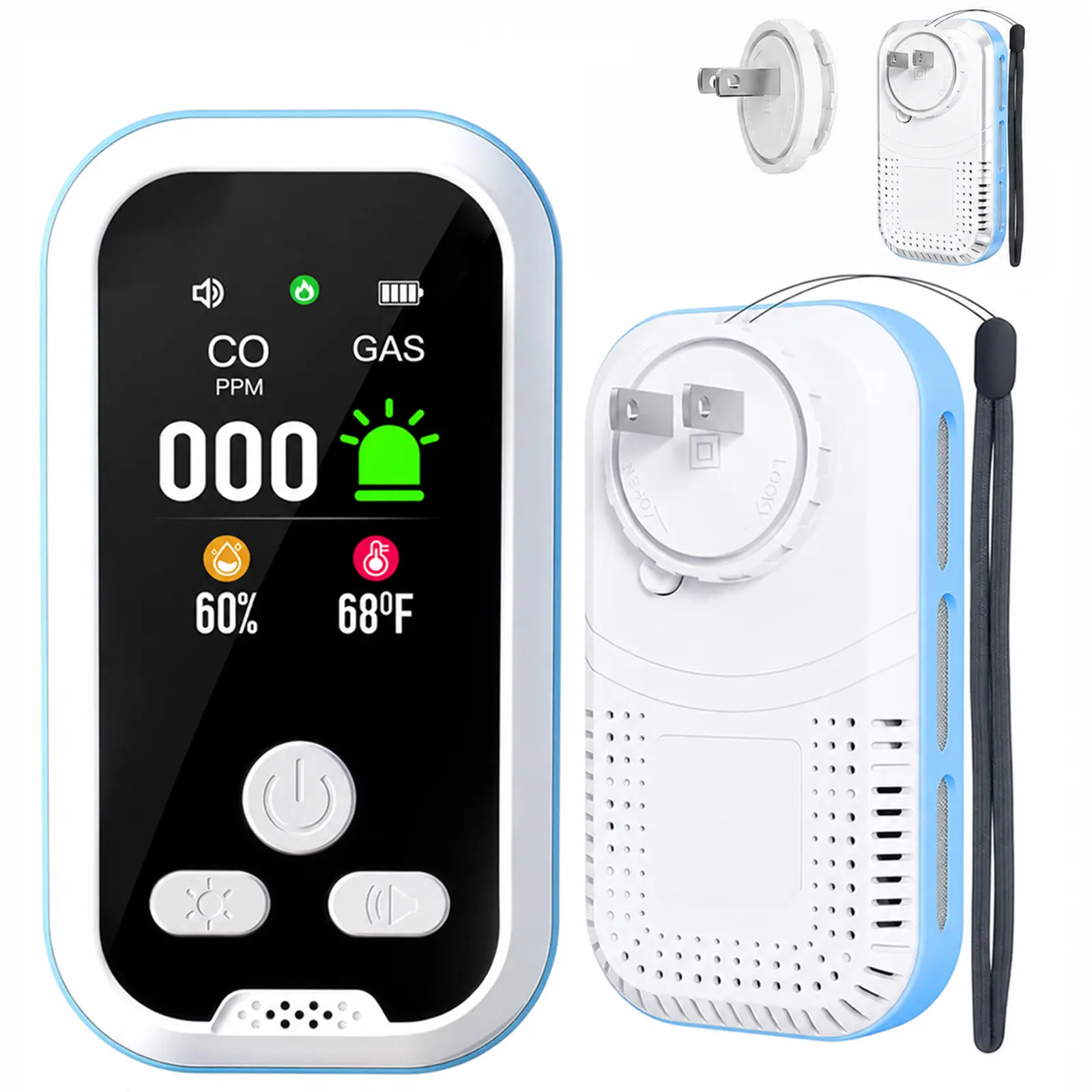 Buwheekoki 6-in-1 Portable Detector, Home Items with Natural Gas, Temperature & Humidity Sensors, Plug-and-Play Design, High-Definition Display, Accurate Alerts, Ideal for Kitchen, Household Use,dorm essentials,home essentials