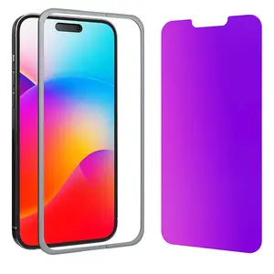 Compatible for iPhone 12 Pro Max Privacy Screen Protector 6.7 Inch, Purple Gradient Anti Spy Anti Blue Light HD Screen Protector Tempered Glass Easy Installation