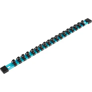 DURATECH Socket Organizer, 3/8-Inch Aluminum Alloy Socket Holder, Heavy Duty Socket Rail Hold 18 Sockets