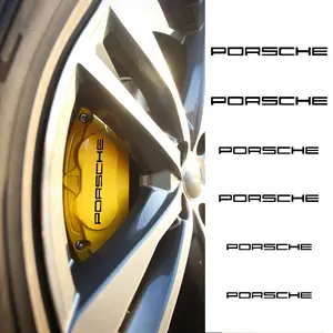 6Pcs Porsche Models Car Brake Caliper Sticker Heat Resistant Decals Decoration Auto Accessories For Porsche Cayenne Panamera Macan 911 Taycan Boxster Cayman 918