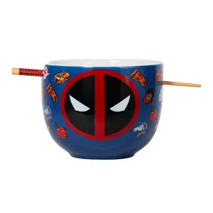 Marvel Deadpool Iconography 20-Ounce Ramen Bowl and Chopstick Set Marvel Deadpool Iconography 20-Ounce Ramen Bowl and Chopstick Set