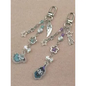Anime Alien Stage Keychain Bow Mobile Pendant Bead Fashion Keychain Multi functional Backpack Decoration Accessories Gift, Keychain Pendant Multi purpose Keychain