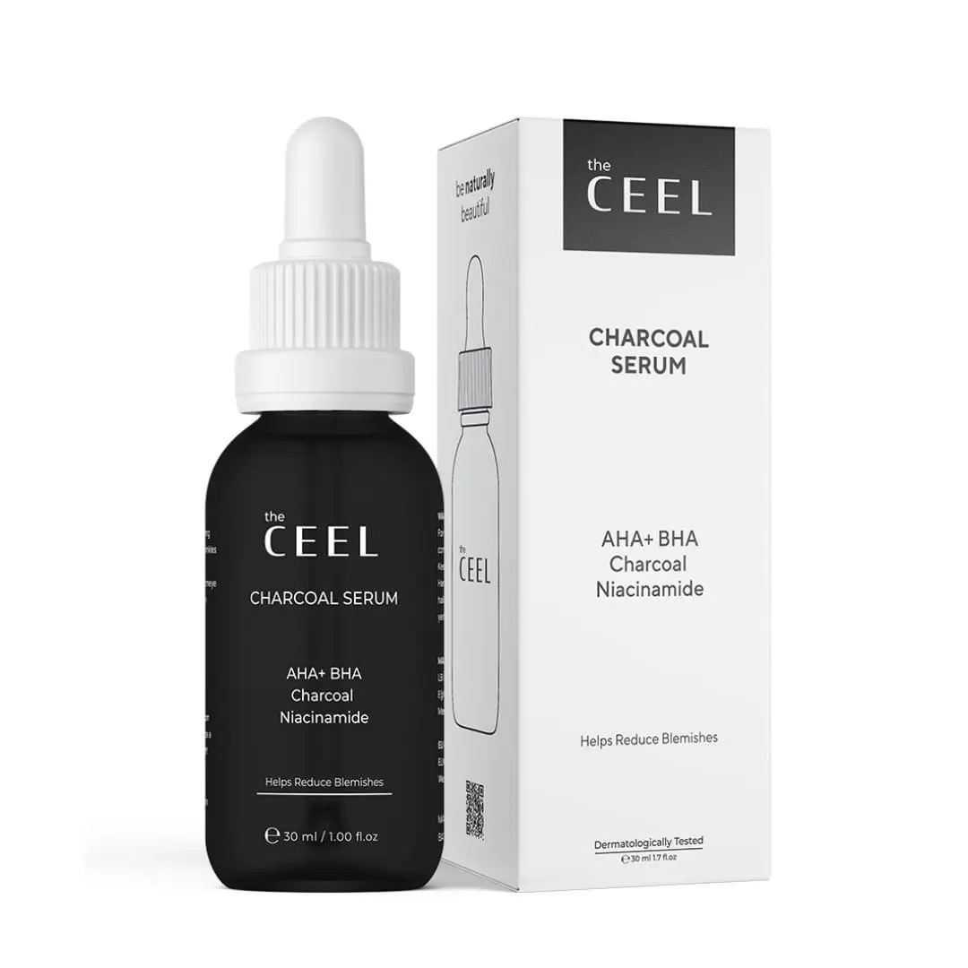 The Ceel AHA BHA Charcoal Serum – Black Face Serum with AHA+BHA - Charcoal and Niacinamide for Blemish Control, Exfoliation & Pore Purifying – Oily & Congested Skin Treatment – 30ml - 1.00 fl.oz