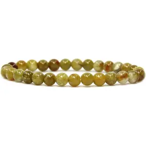 Angelstones Natural Green Seraphinite Gemstone 6mm Round Beads Stretch Bracelet 7" Unisex