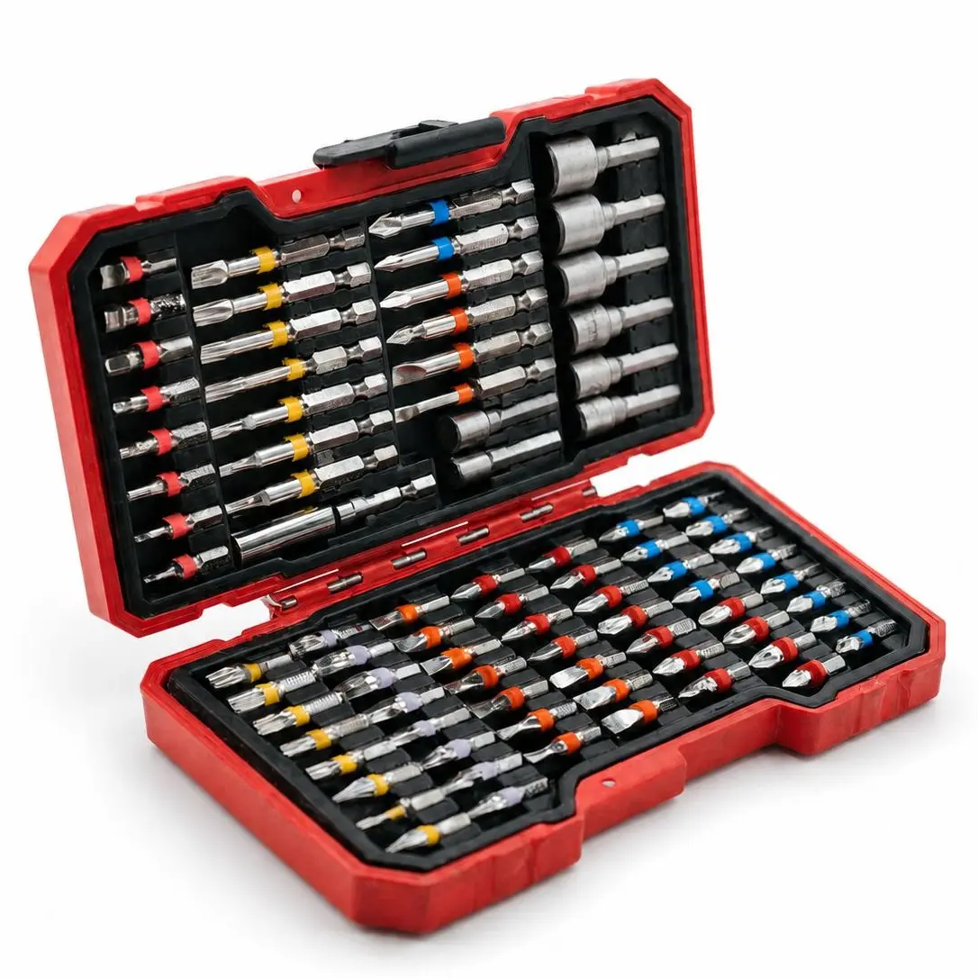 Impact Driver Bit Set with Magnetic Socket Driver, S2 Steel Phillips, Slotted, Square, Star, Hex, and TORX Bits, Outdoor Maintenance Tool Set (83-Piece Set with Case) father day gift