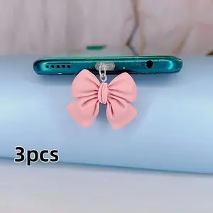 3pcs New Bluetooth-compatible Earphone Dust Plug, Cute Butterfly Design, Protects Charging Port, Fits Type-C & iOS Lightning Ports, Essential Accessory