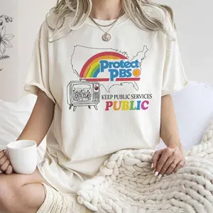 Protect PBS Rainbow Unisex T-Shirt, Political Protest Tee, Save Public Broadcasting, Anti-Trump Shirt, Support PBS Shirt, Support NP Shirt