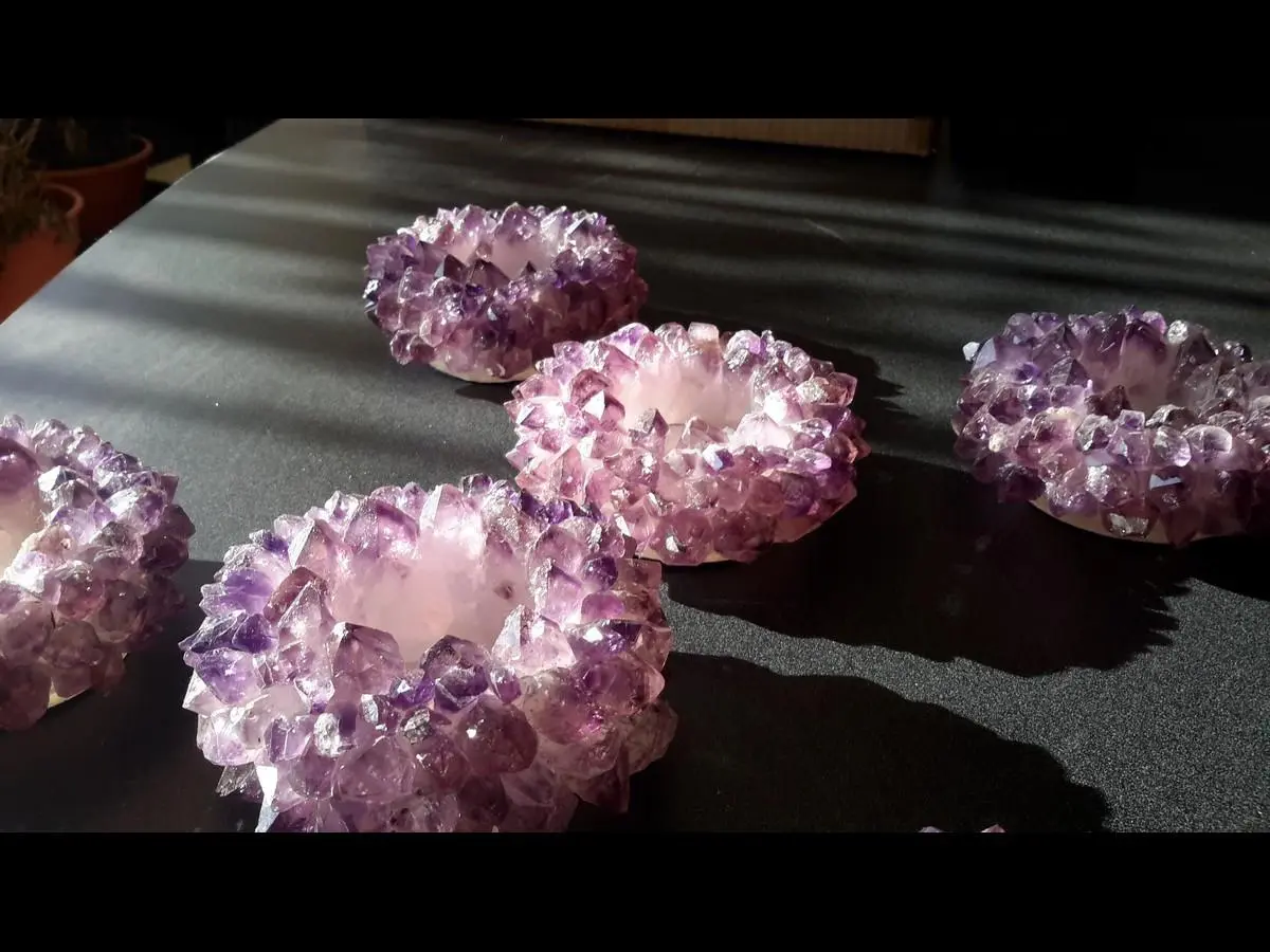 Amethyst Crystal Cluster 'Crown Point' Tealight Candle Holder