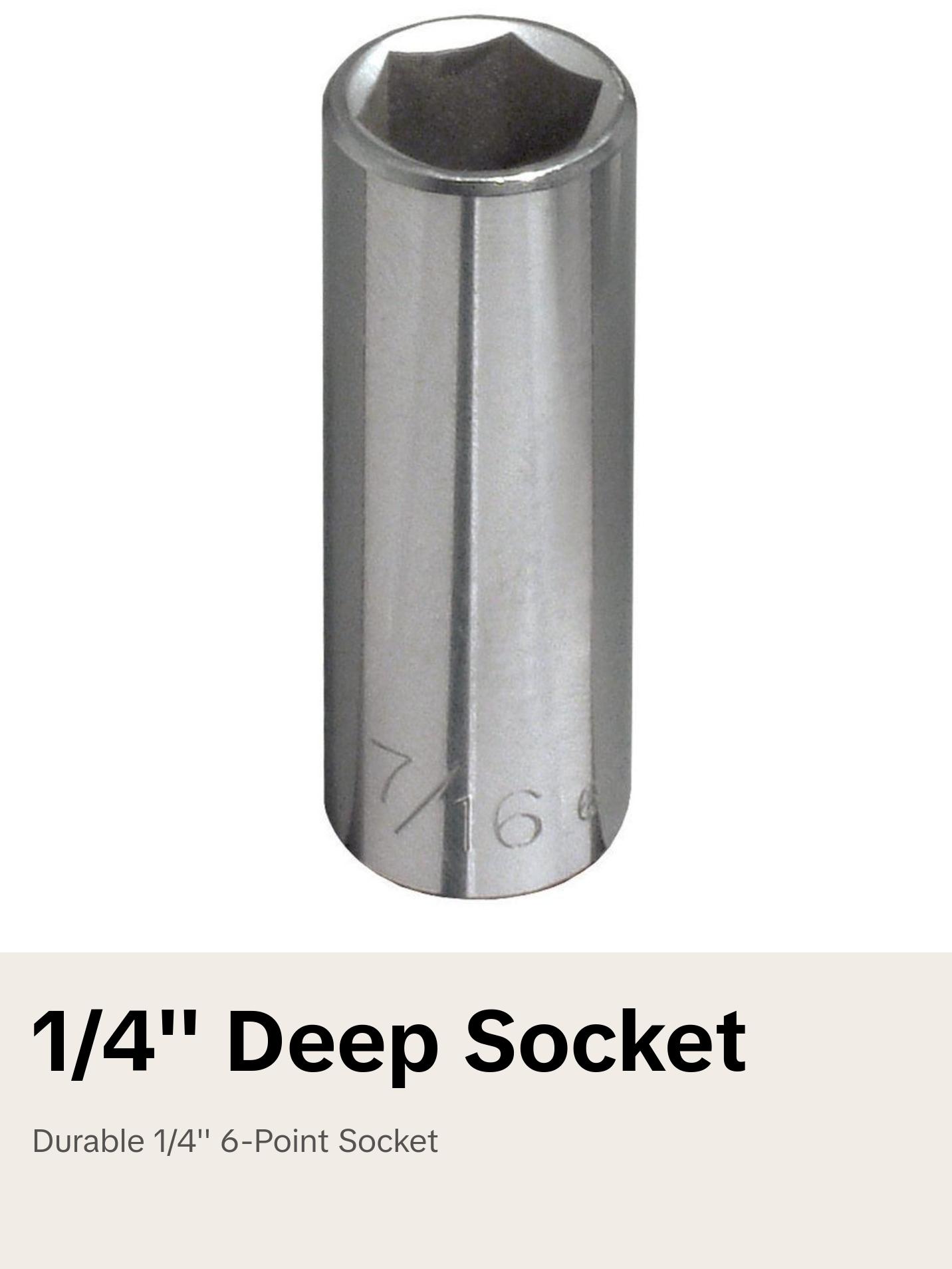 Klein Tools 65610 1/4'' Deep 6-Point Socket, 1/4'' Drive