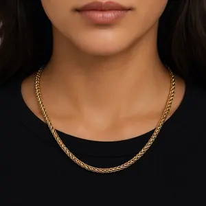 18K Gold Filled 5mm Franco Wheat Chain Necklace, 24" Waterproof Tarnish-Free 316L Stainless Steel Jewelry, Gift Ready