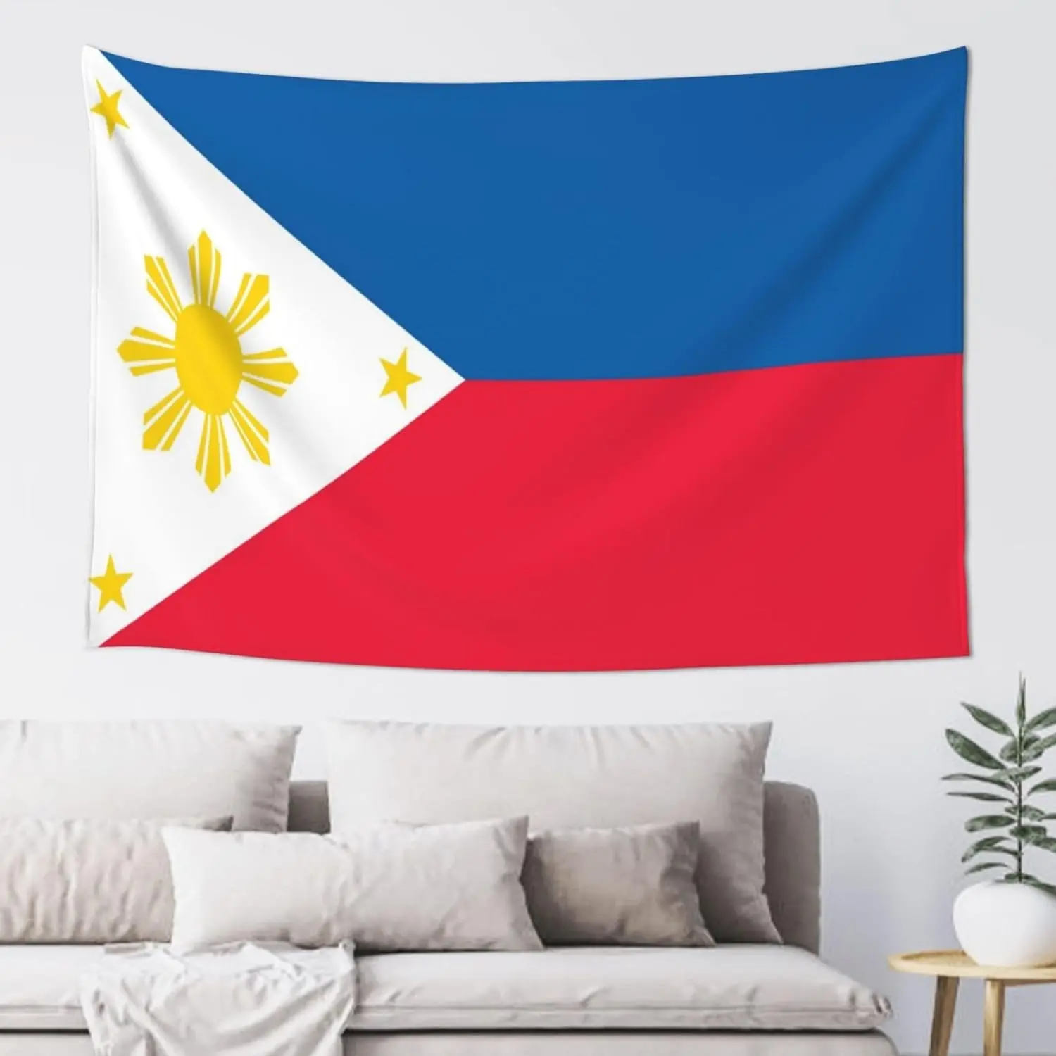 Philippines Flag Pattern Tapestry - 60x40 in Lightweight Polyester Hanging Decor, Wall Art, Room Decor for Home Interior Use