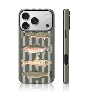 Minimalist Trout Fish Design Aesthetic Phone Case 360 Protection for iPhone 17 Pro Max/16 Pro Max /15Pro Max 15/14/13/12