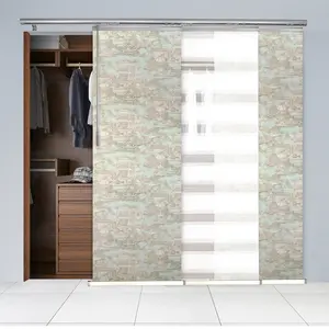 3-Panel Single Rail Panel Track Blind Extendable 36"-66"W x 91.4"H, Panel width 23.5", Macadamia, Abelia