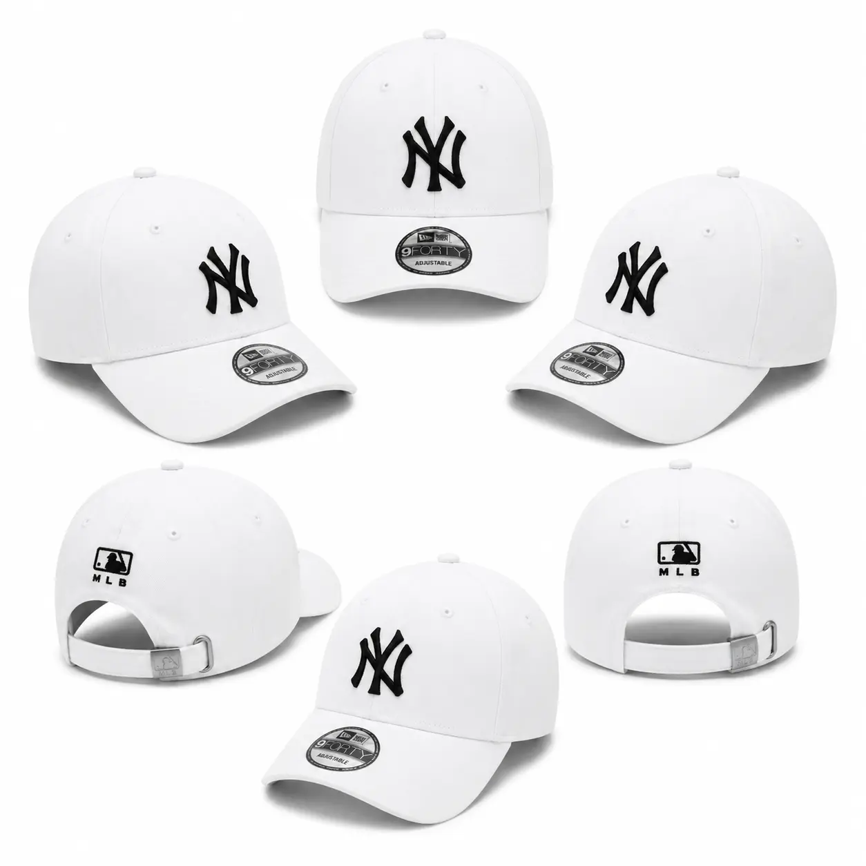 New Era MLB NY Yankees 9FORTY Adjustable Strapback Cap – Baseball Hat for Women, Curved Brim, Metal Buckle with MLB Logo, White Cap, Women's Streetwear, Urban Fashion USA 2026
