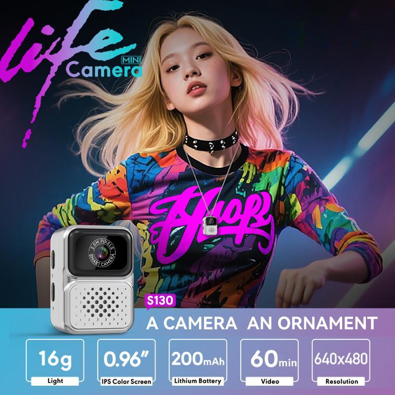 2026 Mini camera S130,Mini life camera,640P 0.96" IPS colos Screen.60 mins Length of use.Suitable for sports and outdoor activities, light and portable.(No SD Card) - YY