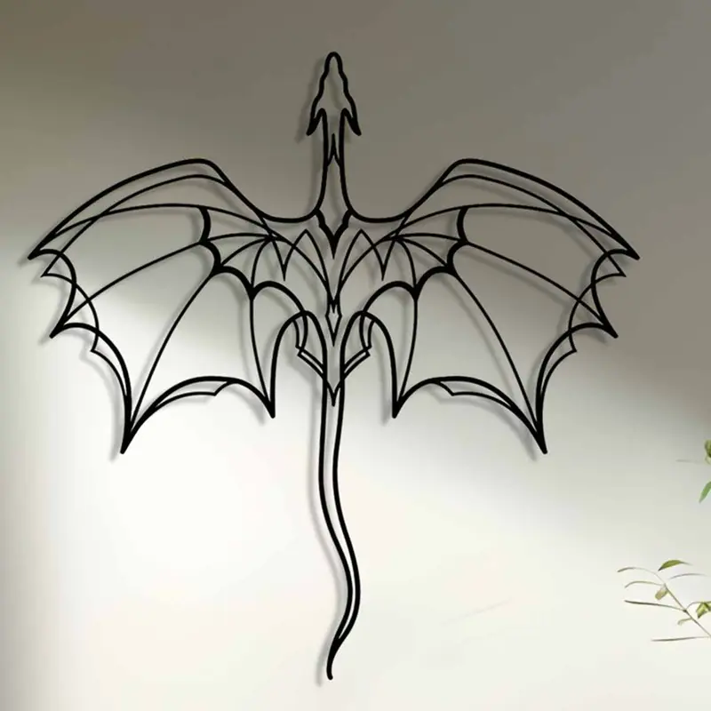 Dragon Design Wall Art, Metal Wall Decor, Modern Home Decor, Geometric Line Design Wall Hanging Decor, Wall Art for Living Room, Bedroom, Garden, Balcony, Poster, Decoration