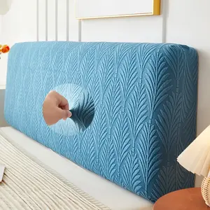 Stretchable Washable Leaf Pattern Bed Head Cover, Bedroom Bed Head Decoration, Fabric Protector, Ideal for Beds & Mattresses