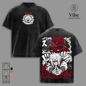Retro Vintage Jiraiya Tee, Double Sided Vintage Washed Unisex Streetwear T-Shirt, Tank Top Anime Graphic Top Inspired By Narutoo’s Legendary Sannin