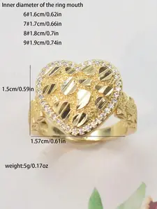Stylish Elegant Asymmetrical Heart Shaped Women's Ring with Zircon Stone, Perfect for Daily Wear and Special Occasions, Ideal Gift for Valentine's Day, Mother's Day