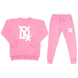 DYX Oversized  Baby Pink Unisex Streetwear Crew Neck Sweat suit Sweatshirt & Joggers