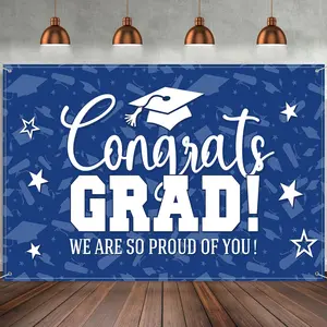 Graduation Decorations Grad Backdrop Banner Class of 2026 Graduation Backdrop Background for Grad Party Photo Studio Props Decoration Sign Supplies, 72.8 x 43.3 Inch (Blue)