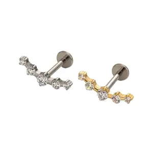 Radiant Row Flat Back Titanium Stud Earring