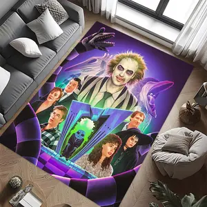 Beetlejuice (5) Stylish and creative printed pattern doormat for hallways, bathrooms, and entryways.  Home decor for living rooms, bedrooms, and bedside areas.  Suitable as Halloween, Christmas