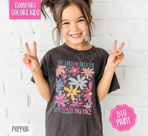 The Lord is Greater Youth Comfort Colors Tshirt, Religious Tee for Kids