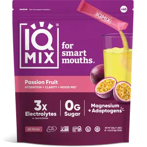 IQMIX Passion Fruit Drink Mix (40 Sticks) – Sugar Free Tangy & Exotic Fruit Flavor - Electrolytes Powder Packets - Hydration Supplement Drink Mix
