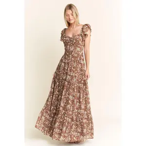 Jade By Jane Ruffle Sleeve Tiered Maxi Dress