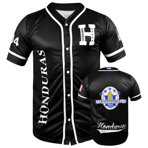 Fox & Fury Honduras Baseball Jersey Shirt Black  Men Woman Comfortable Breathable Quick Dry shirtslatinas fit unisex