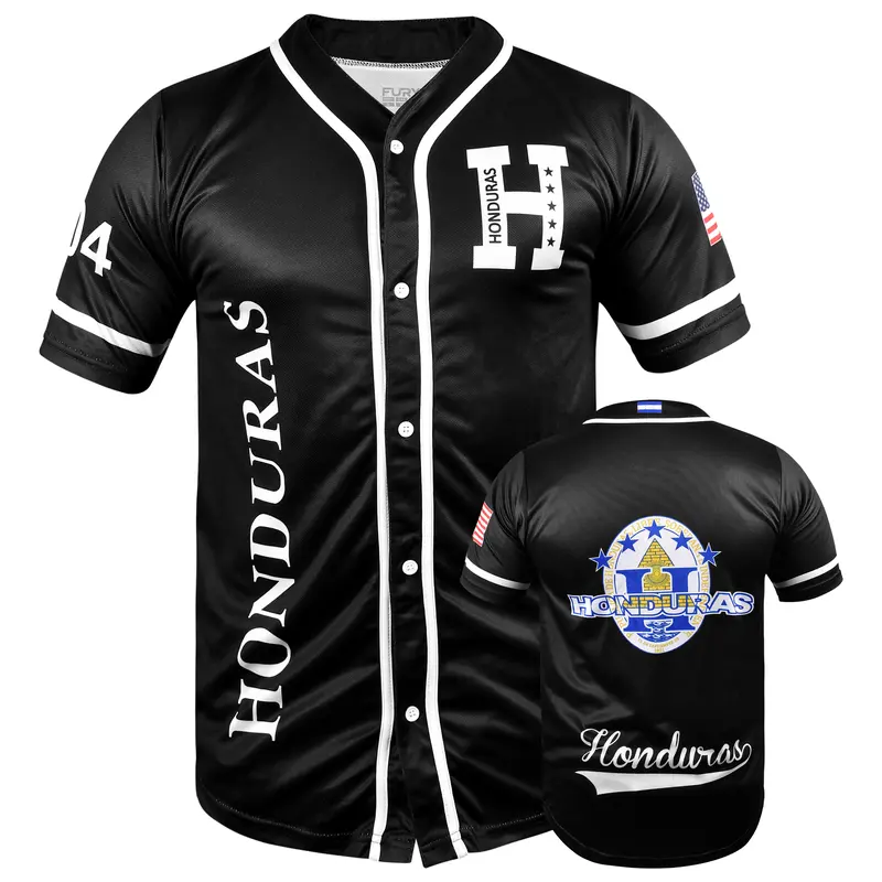 Fox & Fury Honduras Baseball Jersey Shirt Black  Men Woman Comfortable Breathable Quick Dry shirtslatinas fit unisex
