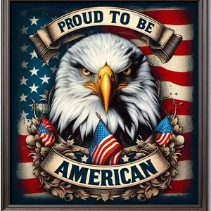 Eagle & American Flag Pattern DIY Diamond Arts Colorful Painting Kit without Frame, DIY 5D Diamond Arts Colorful Painting Kit, Wall Art Decor for Home, Diamond Painting Kits