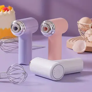 Electric Egg Beater Hand Mixer Handheld Egg Whisk Cordless 3 Speed Food Mixer for Cappuccino Matcha Dough Eggs Batter Cream Compact Lightweight with 2 Mixing Whisks