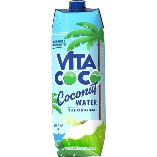 Vita Coco Pure Coconut Water, 1 Liter Tetra Pack – Natural Hydration Drink, Electrolyte-Rich, Refreshing & No Added Sugar