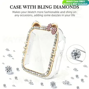 KAYKWONG'S 1 Cartoon-patterned Protective Watch Cases Cover with Exquisite Rhinestone-plated Protection, Watch Screen Cover, Suitable for all Apple Watch Series 11/10/9/8/7/6/5/4/3/2/1/se and sizes., Compatible with 40mm/41mm/44mm/45mm/46mm/49mm