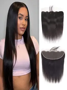 Straight Frontal Closure Human Hair ,13x4 Ear to Ear HD Lace Brazilian Virgin 100% Human Hair  Natural  Color,Perfect for any Occasions