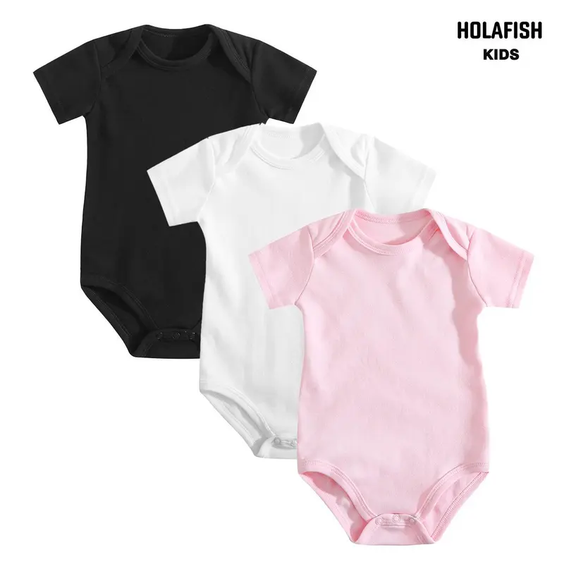 Holafish 3Pack Baby Onesie  100% Cotton Bodysuits Unisex Baby One-piece Romper Tops ,Soft & Breathable for Daily Wear Little Girls Boys,Soft Versatile Round Neck Baby Onesies