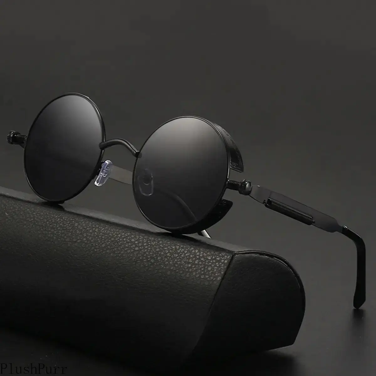 Trendy Casual Unisex Retro Punk Round Sunglasses - Vintage Gothic Reflective Polycarbonate Lenses, Side Shields, UV400 Protection, for Women's Streetwear & Everyday Outdoor Use, summerwins, Trendy Casual Sunglasses