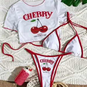 Women's 3-Piece Cherry Picking Bikini Set (Top Included)