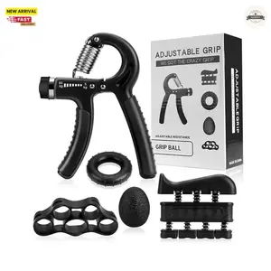 Hand Grip Strengthener Exercise Kit with 5 Pieces, Hand Exerciser for Men Women, Power Hand Grip Trainer, Finger Stretcher, Grip Ring, Stress Relief Ball, for Grip Strength Training