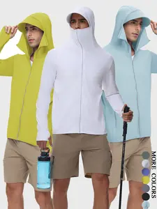 Top-Tier Men's UPF 50+ Sun Protection Hoodie | Full Zip Face Shield Breathable Mesh Fabric All-Day Comfort for Hiking Fishing#SummerVibes