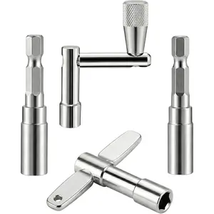 Drum Key Set, Professional Drum Tuning Kit with Drill Bit Adapter, Continuous Motion Speed Key & 2 Standard Keys - Universal Fit for All Standard Tension Rods - Chrome