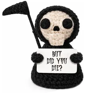 But Did You Die - Funny Grim Reaper Crochet Plush - Dark Humor Sarcastic Office Desk Decor, Spooky Gag Gift for Friends Coworkers Women Men, Christmas White Elephant Easter Basket Stuffers