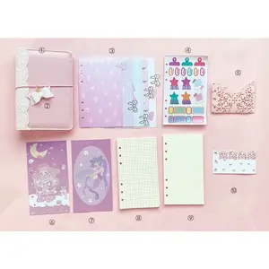 Macaron Cute Sequin Girl Diary Notebook Loose-Leaf Korean Stationery Supplies A6 Creative Planner Notebook Kawai Does not apply
