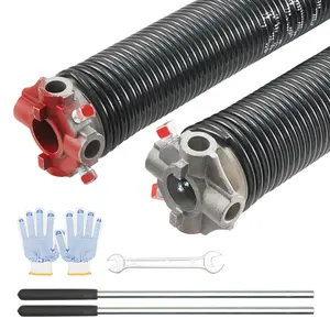 Garage Door Torsion Springs, Pair Of 0.207 Inch By 2 By 22 Inch, 16000 Cycles, Garage Door Springs With Non-Slip Winding Bars, Gloves And Mounting Wrench, Electrophoresis Coated For Replacement